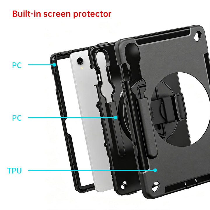 ARMOR-X Samsung Galaxy Tab S9 SM-X710 / X716 / X718 Healthcare-ready medical-grade rugged case. Durable PC, TPU, and silicone support frequent cleaning with common disinfectants.