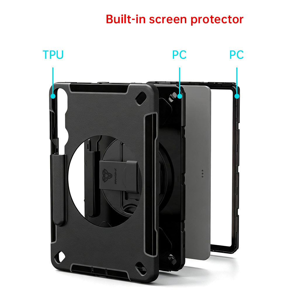 ARMOR-X Samsung Galaxy Tab S11 SM-X730 / X736 / X738 Healthcare-ready medical-grade rugged case. Durable PC, TPU, and silicone support frequent cleaning with common disinfectants.