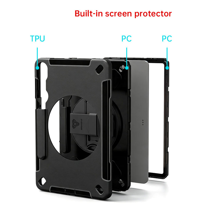 ARMOR-X Samsung Galaxy Tab S11 SM-X730 / X736 / X738 Healthcare-ready medical-grade rugged case. Durable PC, TPU, and silicone support frequent cleaning with common disinfectants.