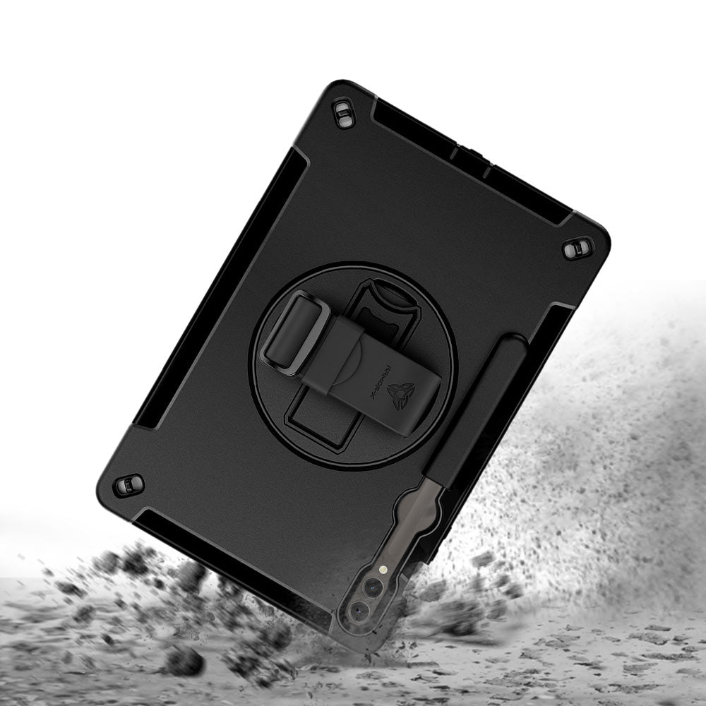ARMOR-X Samsung Galaxy Tab S9+ S9 Plus SM-X810 / X816 / X818 Healthcare-ready medical-grade rugged case. MIL-STD-810H tested for 1.2 m / 4 ft drops with triple-layer impact protection.