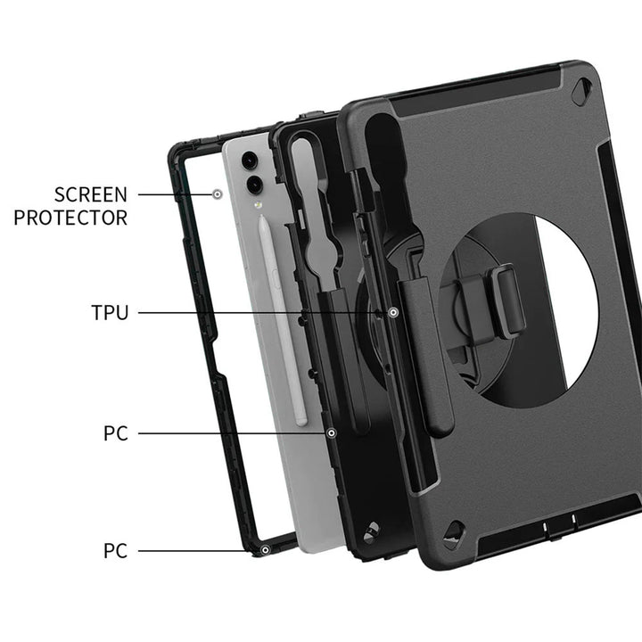 ARMOR-X Samsung Galaxy Tab S9+ S9 Plus SM-X810 / X816 / X818 Healthcare-ready medical-grade rugged case. Durable PC, TPU, and silicone support frequent cleaning with common disinfectants.