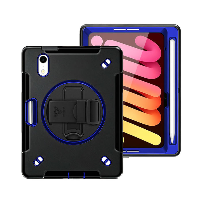 RNG-iPad-M8 | iPad mini 8 | Healthcare &amp; Medical-Grade Rainproof Military-Grade Rugged Case with Silicone Hand Strap and Kick-Stand