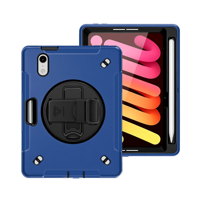 RNG-iPad-M8 | iPad mini 8 | Healthcare &amp; Medical-Grade Rainproof Military-Grade Rugged Case with Silicone Hand Strap and Kick-Stand