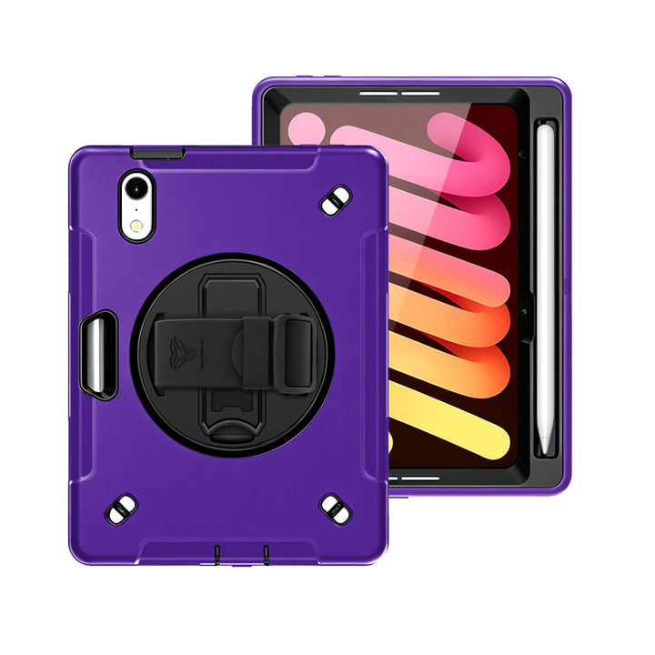 RNG-iPad-M8 | iPad mini 8 | Healthcare &amp; Medical-Grade Rainproof Military-Grade Rugged Case with Silicone Hand Strap and Kick-Stand