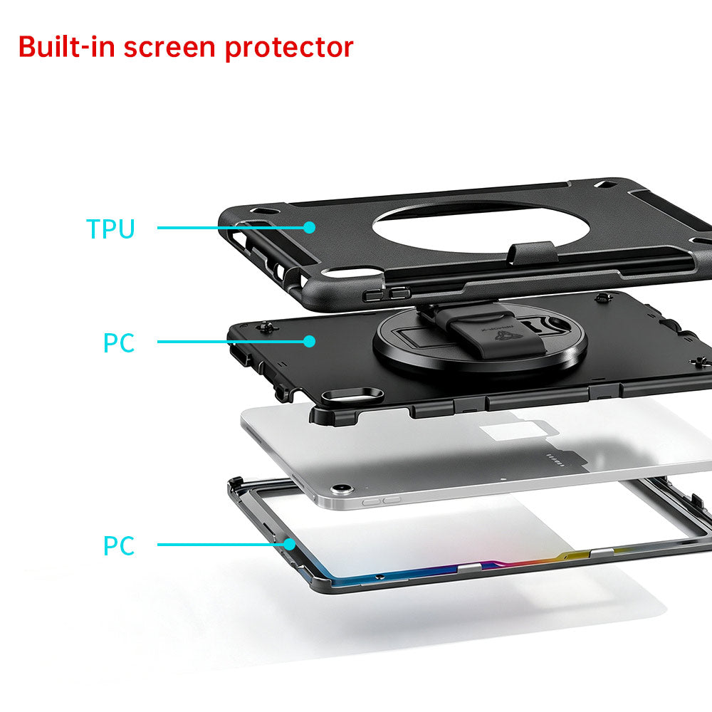 ARMOR-X iPad 10.9 (10th Gen.) Healthcare-ready medical-grade rugged case. Durable PC, TPU, and silicone support frequent cleaning with common disinfectants.