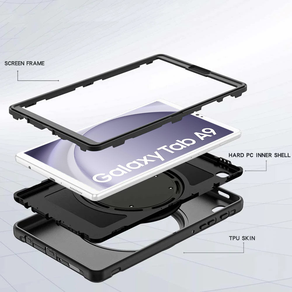 ARMOR-X Samsung Galaxy Tab A9 SM-X110 / SM-X115 heavy duty rugged case. full protection cover.