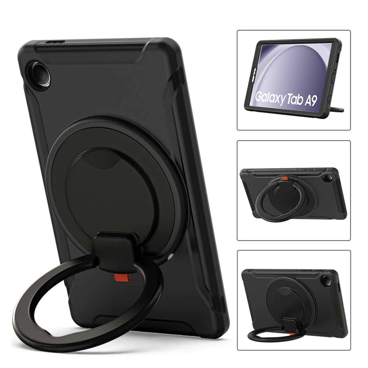 ARMOR-X Samsung Galaxy Tab A9 SM-X110 / SM-X115 Rugged kids case with kick-stand. 360 degree swivels hand grip design for one-handed operation.