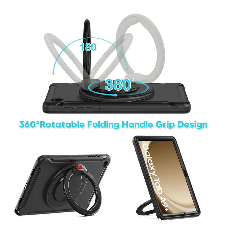 ARMOR-X Samsung Galaxy Tab A11+ A11 Plus ( 11" ) SM-X230 / SM-X235 / SM-X236 Rugged kids case with kick-stand. 360 degree swivels hand grip design for one-handed operation.
