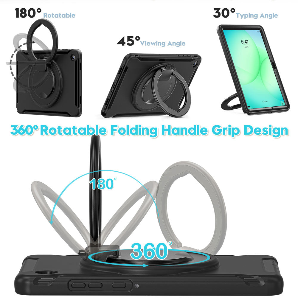ARMOR-X Samsung Galaxy Tab A11+ A11 Plus ( 11" ) SM-X230 / SM-X235 / SM-X236 Rugged kids case with kick-stand. 360 degree swivels hand grip design for one-handed operation.