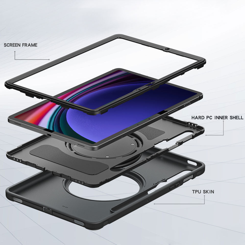 ARMOR-X Samsung Galaxy Tab S9 FE+ S9 FE Plus SM-X610 / X616B heavy duty rugged case. full protection cover.