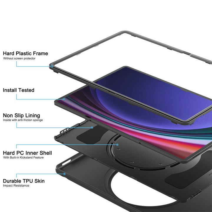 ARMOR-X Samsung Galaxy Tab S9 Ultra SM-X910 / X916 / X918 heavy duty rugged case. full protection cover.