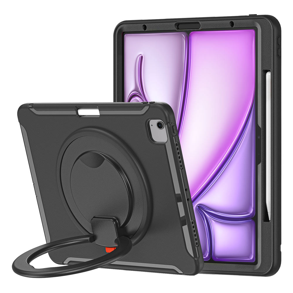ARMOR-X Apple iPad Air 13 ( M2 ) shockproof case, impact protection cover. Rugged case with kick stand. Hand free typing, drawing, video watching.