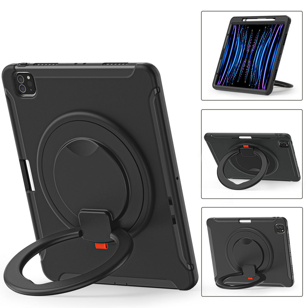 ARMOR-X Apple iPad Pro 12.9 ( 5th / 6th Gen. ) 2021 / 2022 shockproof case, impact protection cover. Rugged case with kick stand. Hand free typing, drawing, video watching.