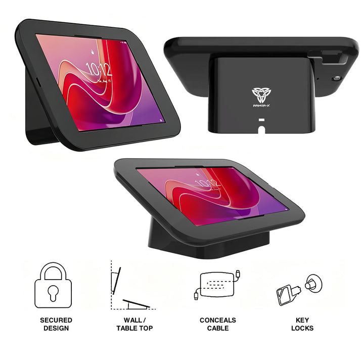 SCM1-LN-M11 | Lenovo Tab M11 / K11 TB330 | 2-in-1 Counter Stand Kiosk or Wall Mount | Security Enclosure with Key Lock