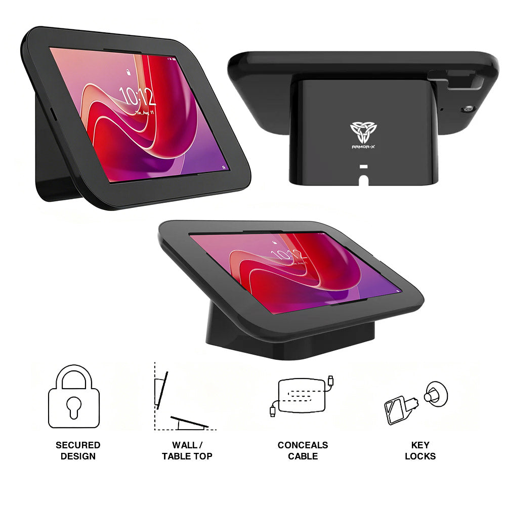 SCM1-LN-TB336 | Lenovo Tab K11 (Gen 2) / Lenovo Idea Tab ( 11" TB336 ) | 2-in-1 Counter Stand Kiosk or Wall Mount | Security Enclosure with Key Lock