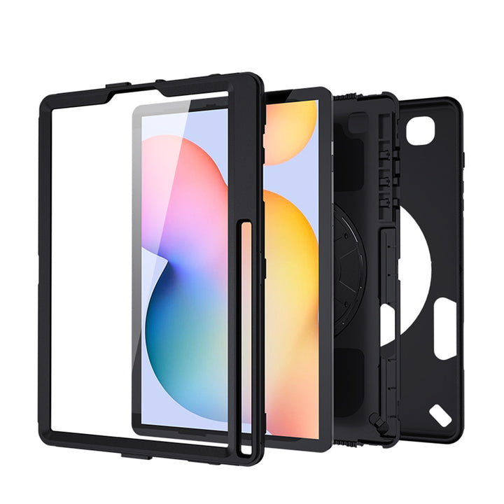ARMOR-X Samsung Galaxy Tab S6 Lite SM-P613 P619 2022 / SM-P610 P615 2020 shockproof case, impact protection cover with hand strap and kick stand. Ultra 3 layers impact resistant design.