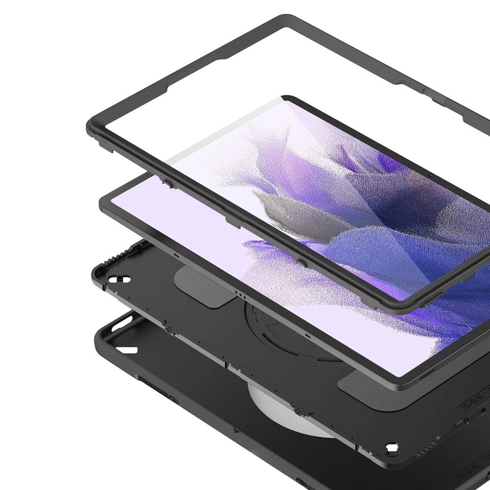 ARMOR-X Samsung Galaxy Tab S7 FE SM-T730 / T733 / T736B / T735NZ shockproof case, impact protection cover with hand strap and kick stand. Ultra 3 layers impact resistant design.