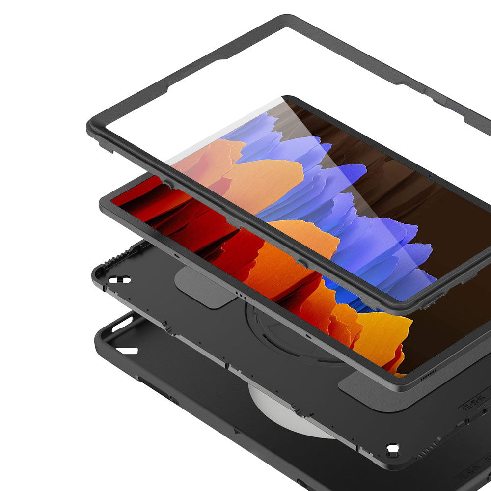 ARMOR-X Samsung Galaxy Tab S7 Plus S7+ SM-T970 / T975 / T976B shockproof case, impact protection cover with hand strap and kick stand. Ultra 3 layers impact resistant design.