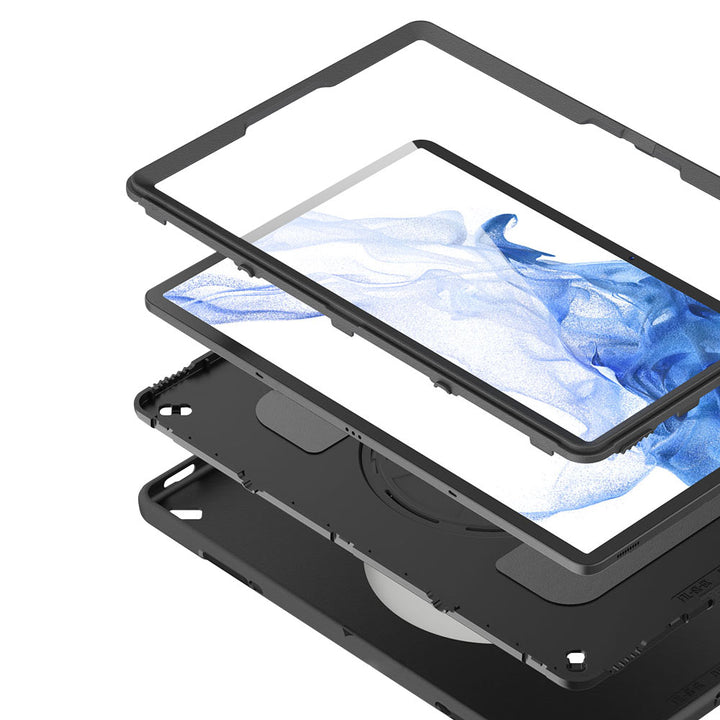 ARMOR-X Samsung Galaxy Tab S8+ S8 Plus SM-X800 / X806 shockproof case, impact protection cover with hand strap and kick stand. Ultra 3 layers impact resistant design.