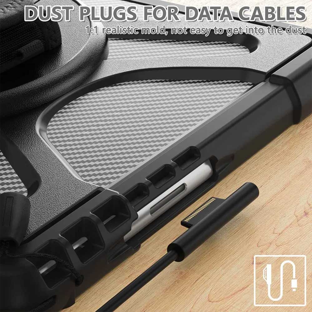 SLN-MS-SFPR9 | Microsoft Surface Pro 13-inch Copilot+ PC | Ultra 2 layers shockproof rugged case with hand strap and kick-stand Compatible with keyboard