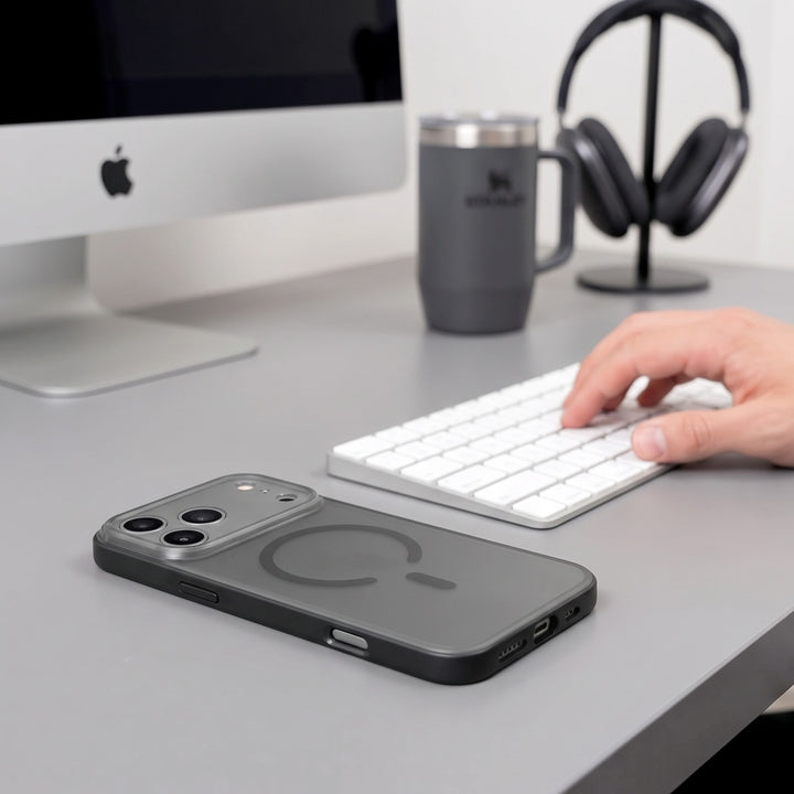 ARMOR-X APPLE iPhone shockproof compact case with MagSafe, supports wireless charging.