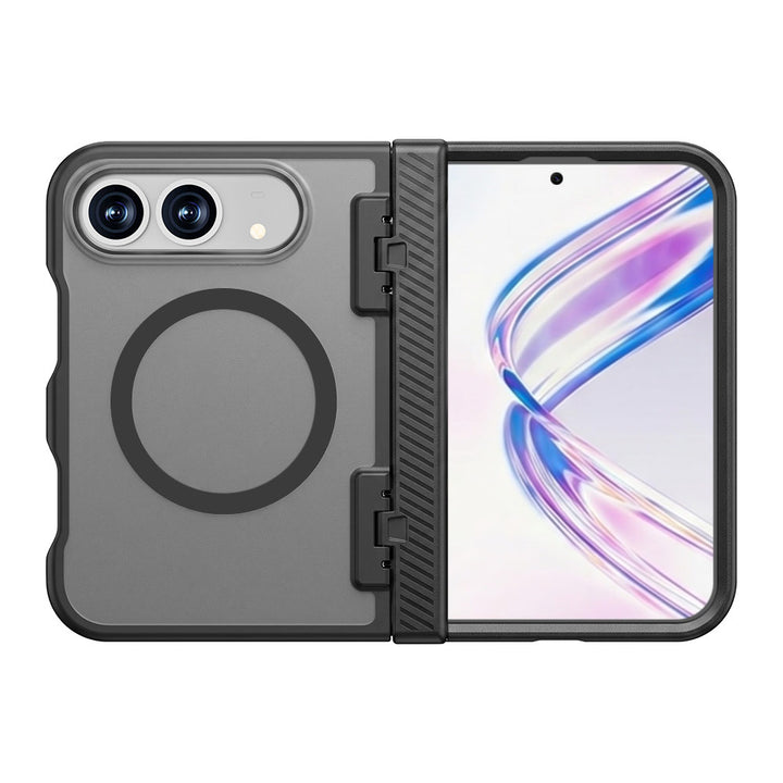 ARMOR-X APPLE iPhone 18 Fold shockproof compact case with MagSafe, supports wireless charging.