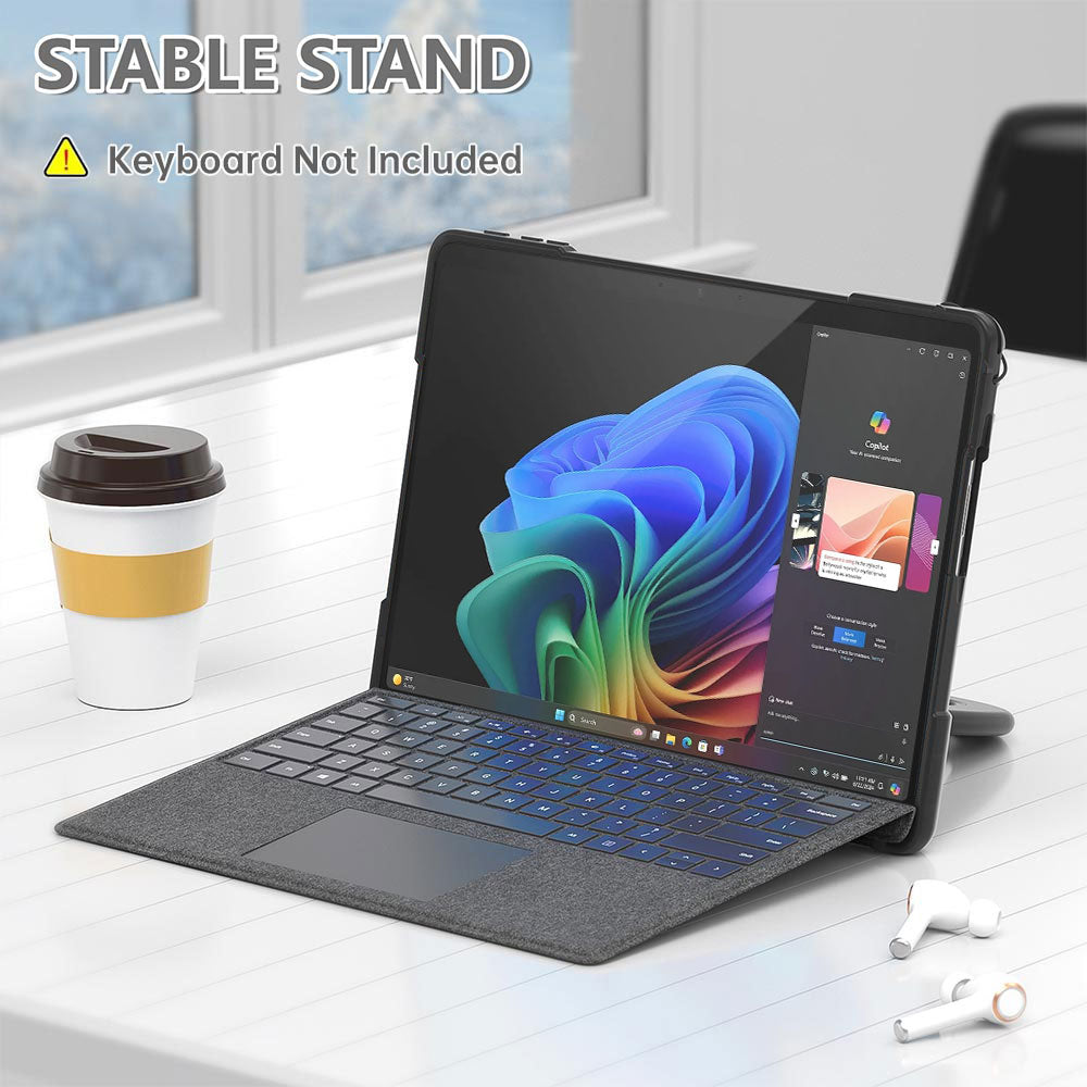 ARMOR-X Microsoft Surface Pro 13-inch Copilot+ PC Ultra 2 layers shockproof rugged case with kickstand for typing, watching videos, conferences, construction and outdoor work.
