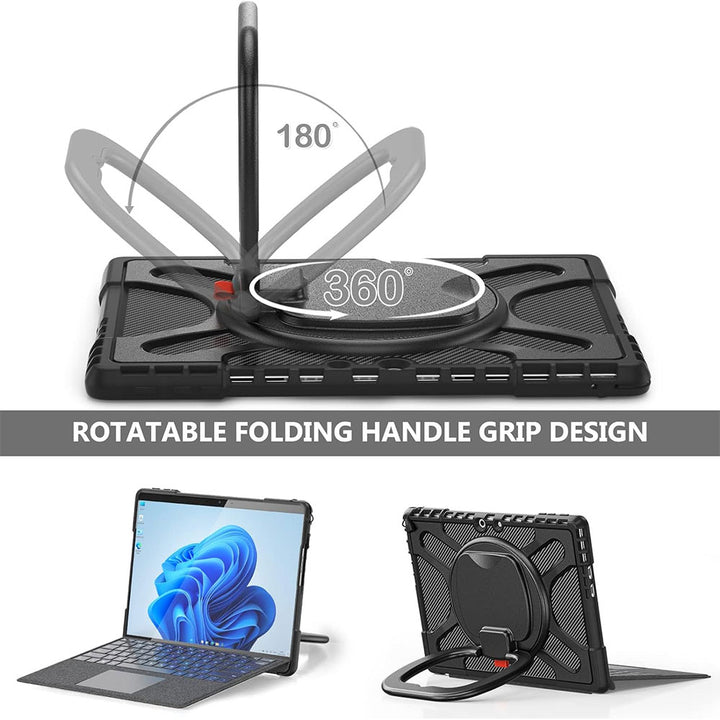 ARMOR-X Microsoft Surface Pro 13-inch Copilot+ PC Ultra 2 layers shockproof rugged case with kickstand for typing, watching videos, conferences, construction and outdoor work.