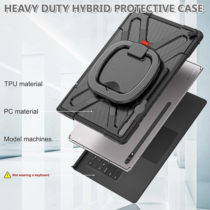 ARMOR-X Samsung Galaxy Tab S8 Ultra SM-X900 / X906 Ultra 2 layers shockproof rugged case. Made of strong PC and premium soft TPU ensures protection and durability.