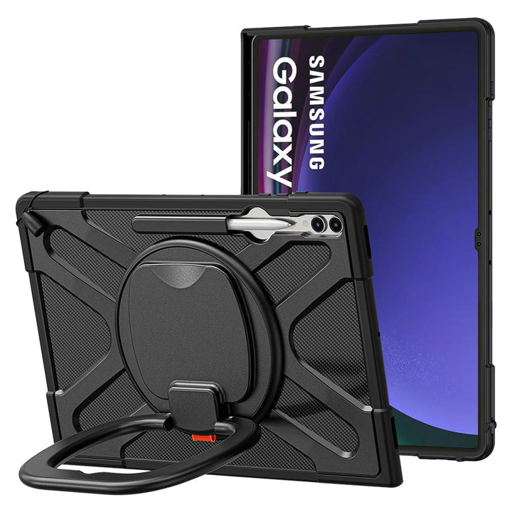 ARMOR-X Samsung Galaxy Tab S9 Ultra SM-X910 / X916 Ultra 2 layers shockproof rugged case with kickstand for typing, watching videos, conferences, construction and outdoor work.