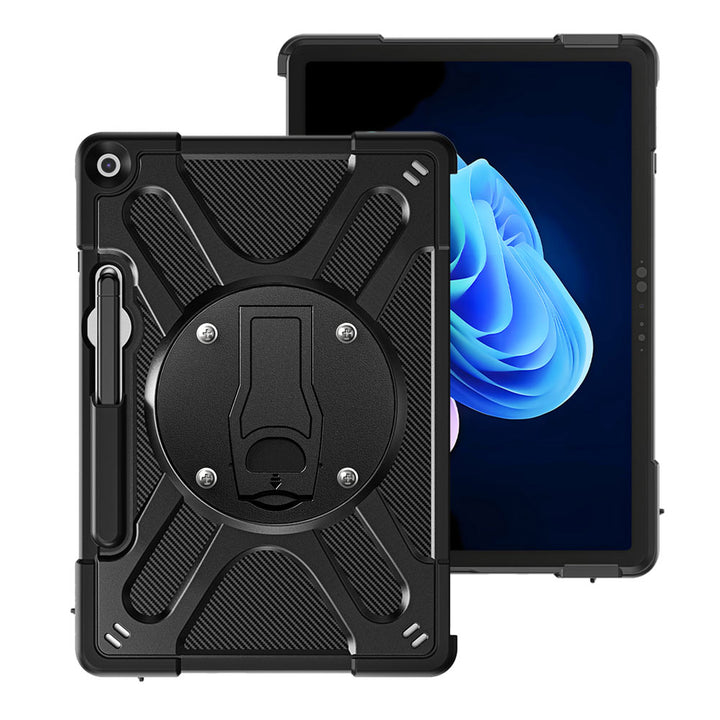 ARMOR-X Rugged shockproof case for Microsoft Surface Pro 12-inch (2nd / 1st Edition) Copilot+ PC with VESA 75x75mm mounting holes, dual-layer TPU protection, kickstand, and Type Cover keyboard compatibility.