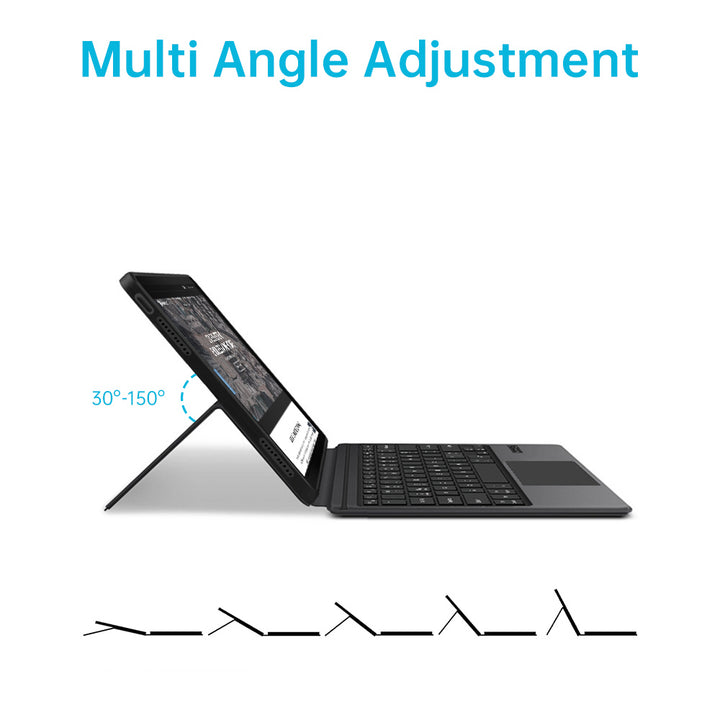 ARMOR-X wireless bluetooth keyboard case. The back of the protected case can be expanded from top to bottom to form a stand. Different stand angles adjusted for your typing, viewing and sketching purpose provide no limits to what are you going to do.