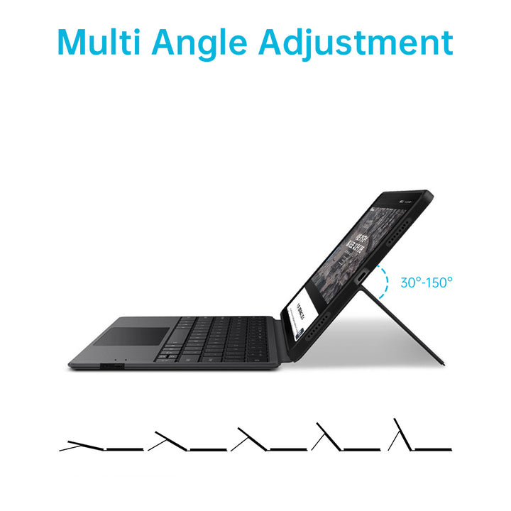 ARMOR-X Amazon Fire Max 11 wireless bluetooth keyboard case. The back of the protected case can be expanded from top to bottom to form a stand. Different stand angles adjusted for your typing, viewing and sketching purpose provide no limits to what are you going to do.