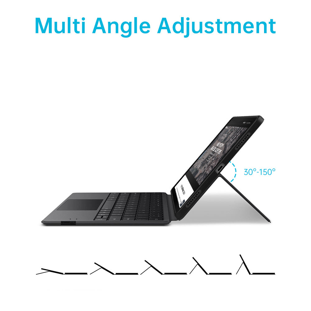 ARMOR-X Microsoft Surface Go / Surface Go 2 / Surface Go 3 / Surface Go 4 wireless bluetooth keyboard case. The back of the protected case can be expanded from top to bottom to form a stand. Different stand angles adjusted for your typing, viewing and sketching purpose provide no limits to what are you going to do.