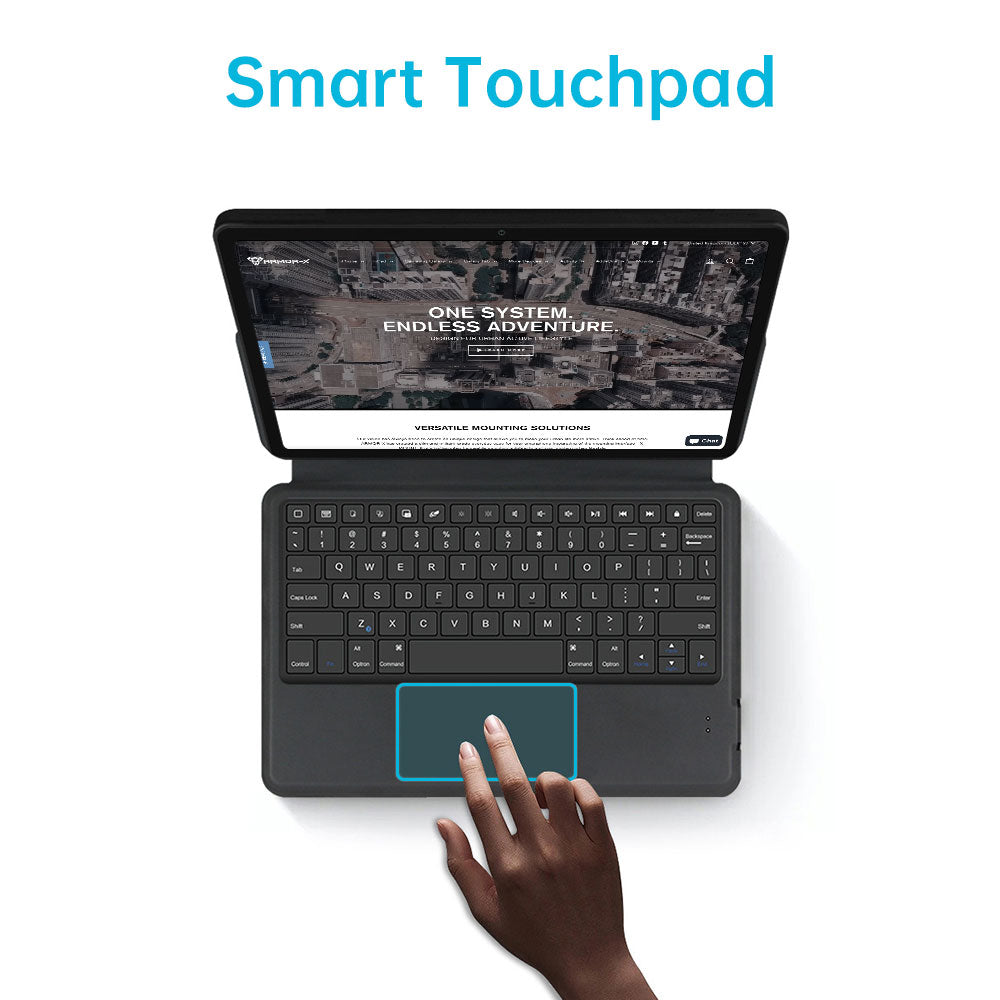 ARMOR-X Samsung Galaxy Tab A11 ( 8.7" ) SM-X133 / SM-X135 wireless bluetooth keyboard case with trackpad. Multi-touch trackpad allowing you to Use it like a laptop to edit documents, navigate applications and build presentations with unmatched speed, precision and accuracy.