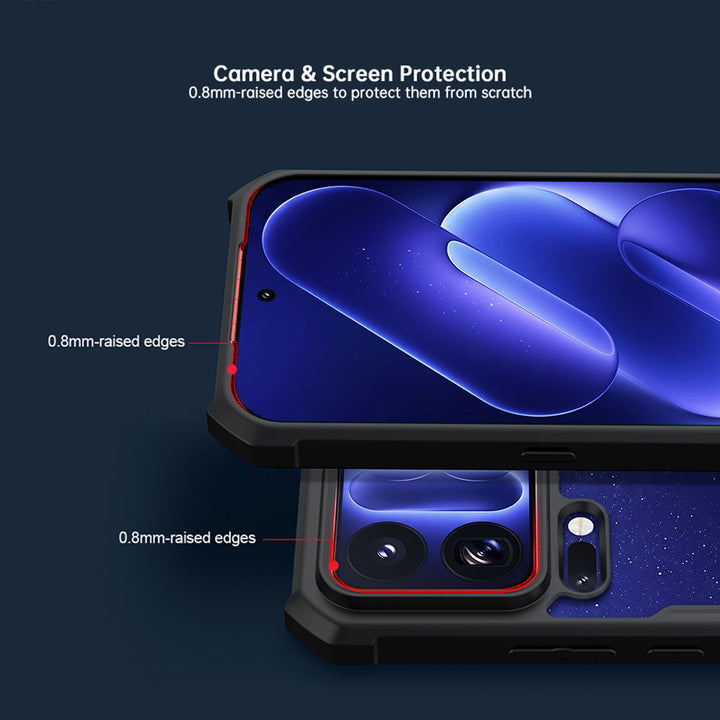 ARMOR-X Xiaomi 18 Pro slim rugged shockproof case with raised edge for screen and camera protection.