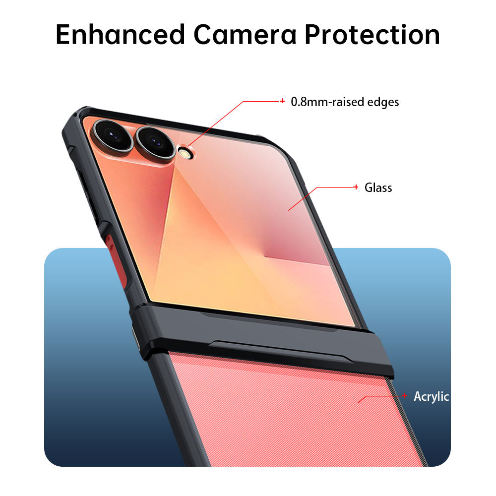 ARMOR-X Samsung Galaxy Z Flip7 SM-F751 slim rugged shockproof case with raised edge for screen and camera protection.