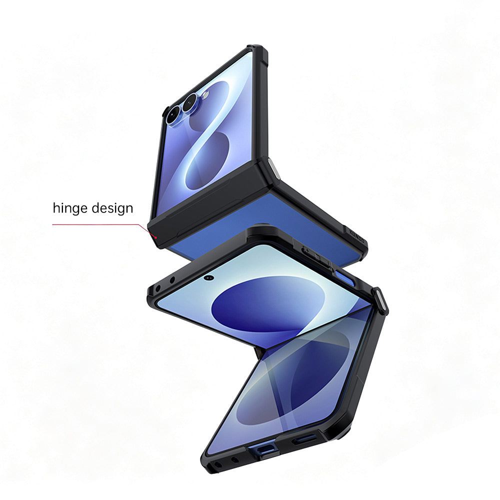 ARMOR-X Samsung Galaxy Z Flip8 SM-F776 slim rugged shock proof cases. An integrated hinge cover helps shield the folding hinge from scratches, dust, and everyday impacts without affecting smooth opening and closing.