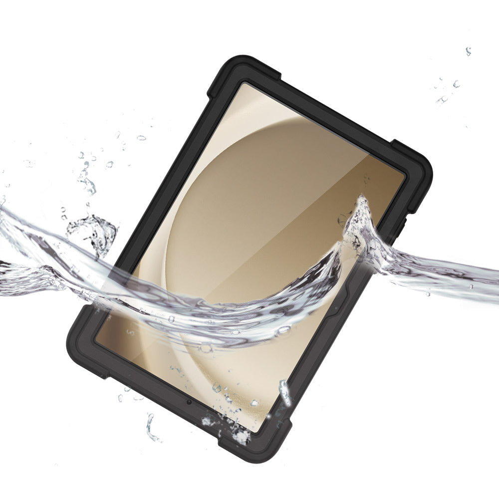 TPR-SS-X210 | Samsung Galaxy Tab A9+ A9 Plus ( 11" ) SM-X210 / SM-X215 / SM-X216 | Rainproof military grade rugged case with hand strap and kick-stand