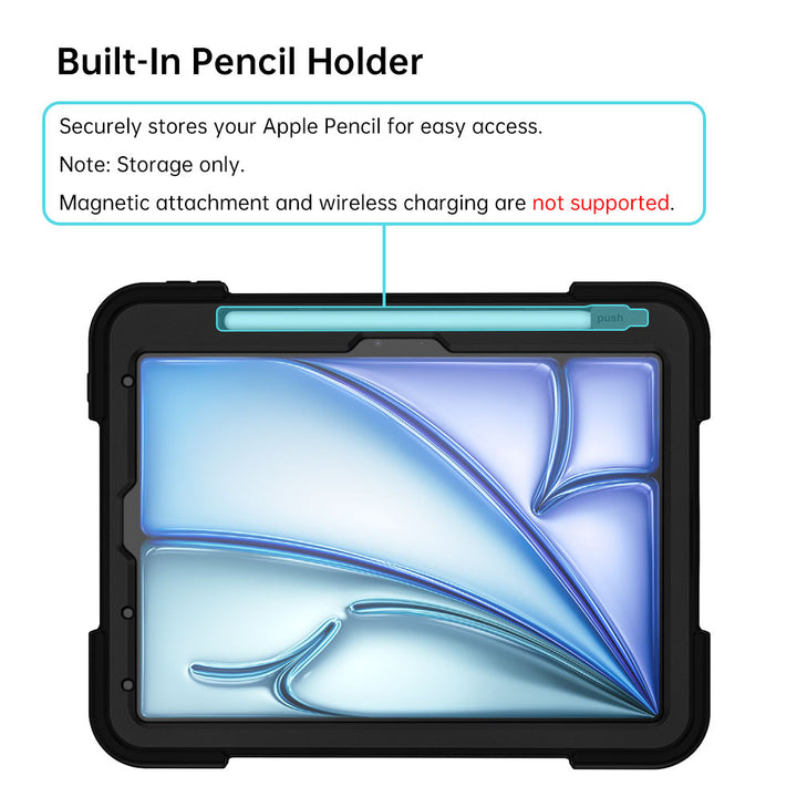 TPR-iPad-A5 | iPad Air 11 (M4/M3/M2) / Air (5th/4th) | IP68 Waterproof, Shock &amp; Dust Proof Case with hand strap and kick-stand