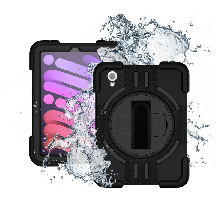 ARMOR-X iPad mini 6 IP68 Waterproof, Shock &amp; Dust Proof Case With Hand Strap &amp; Kickstand. IP68 Waterproof with fully submersible to 5&
