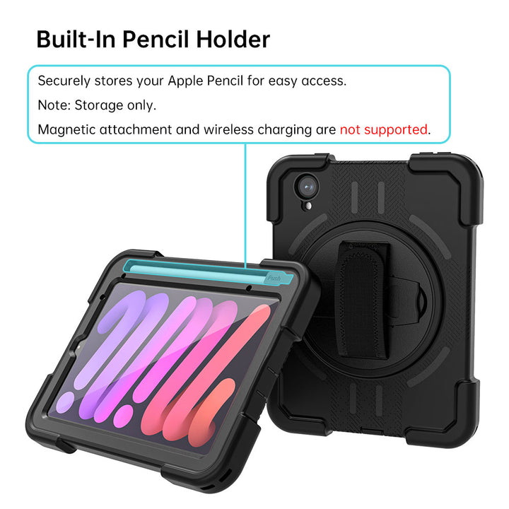 TPR-iPad-M6 | iPad mini 6 | IP68 Waterproof, Shock &amp; Dust Proof Case with hand strap and kick-stand
