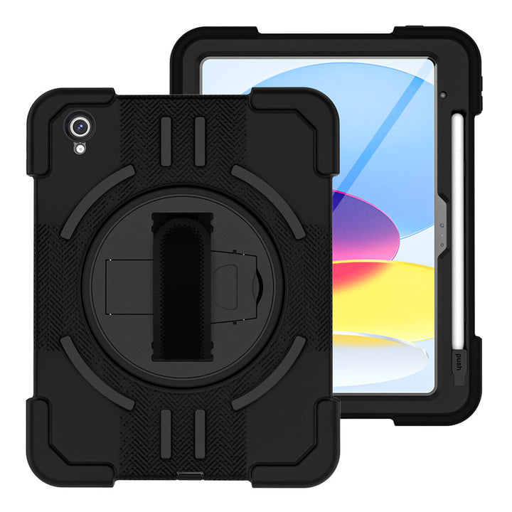 TPR-iPad-N5 | iPad 10.9 (10th Gen.) | Rainproof military grade rugged case with hand strap and kick-stand