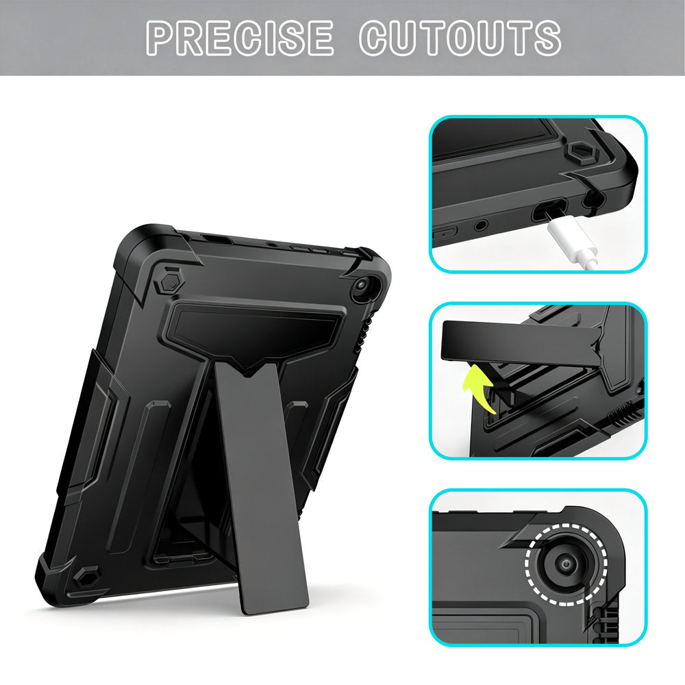 ARMOR-X Amazon Fire HD 8 (2022) / (2024) shockproof case. Folded T-shaped kickstand support both portrait and landscape mode. Work perfectly for APPs need both viewing modes.