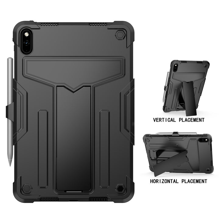 ARMOR-X Huawei MatePad 11 (2021) DBY-W09 shockproof case. Folded T-shaped kickstand support both portrait and landscape mode. Work perfectly for APPs need both viewing modes.