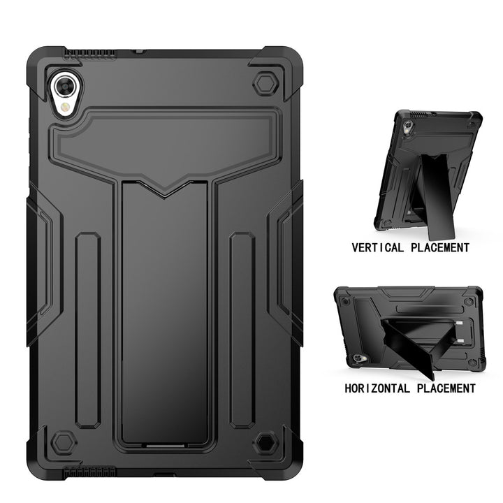 ARMOR-X Lenovo Tab M10 HD (2nd Gen) TB-X306F shockproof case. Folded T-shaped kickstand support both portrait and landscape mode. Work perfectly for APPs need both viewing modes.