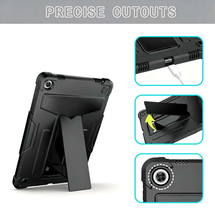 ARMOR-X Lenovo Tab M10 Plus ( Gen3 ) TB125 / TB128 shockproof case. Folded T-shaped kickstand support both portrait and landscape mode. Work perfectly for APPs need both viewing modes.