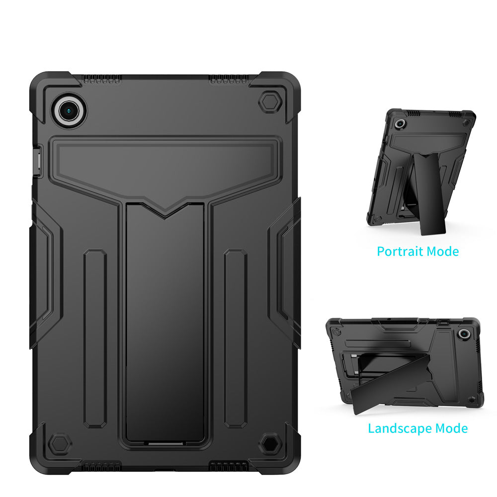 ARMOR-X Samsung Galaxy Tab A8 SM-X200 / X205 shockproof case. Folded T-shaped kickstand support both portrait and landscape mode. Work perfectly for APPs need both viewing modes.