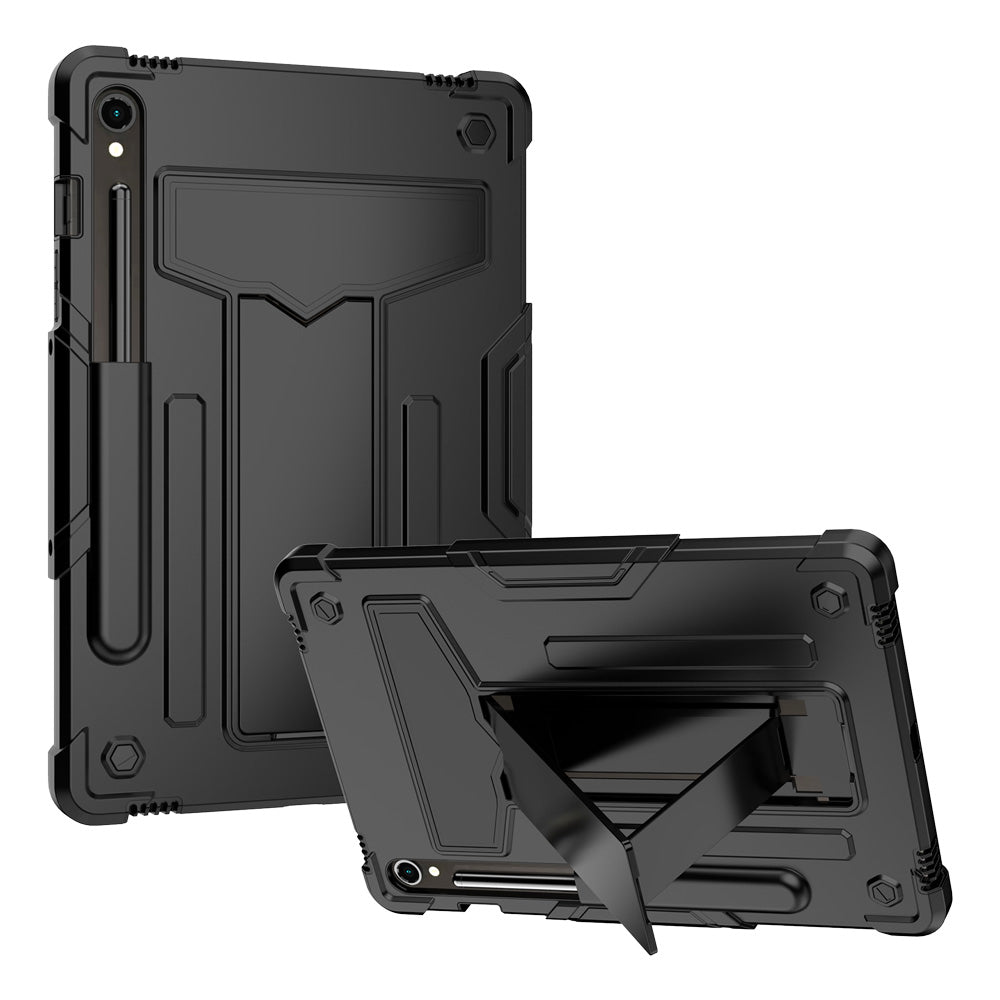 ARMOR-X Samsung Galaxy Tab S9 SM-X710 / X716 shockproof case, 3 layers impact protection cover. Rugged case with kick stand.