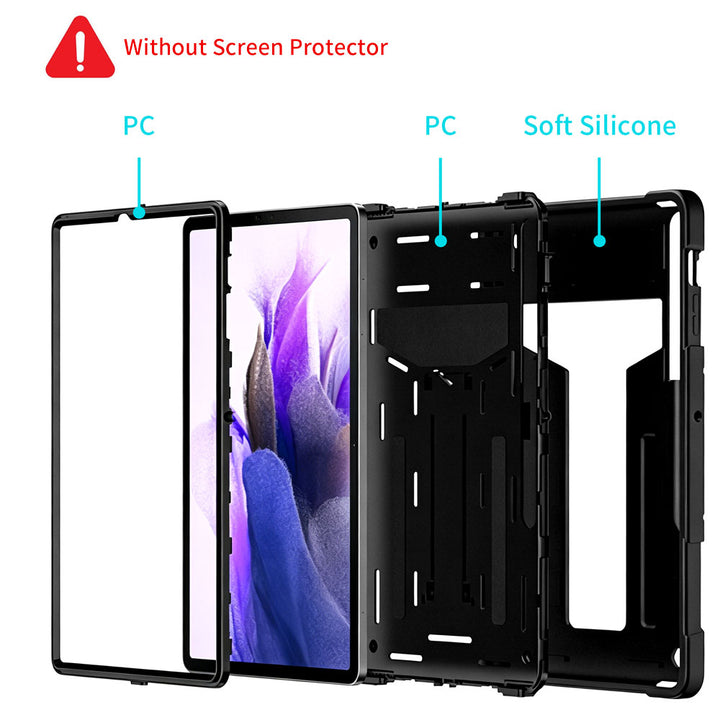ARMOR-X Samsung Galaxy Tab S7 Plus S7+ SM-T970 / T975 / T976B shockproof case, impact protection cover with kick stand. 3 layers impact resistant design.